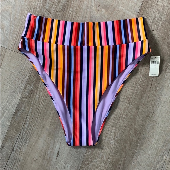 aerie Other - Aerie High Cut Cheeky Bikini Bottom Large Stripe